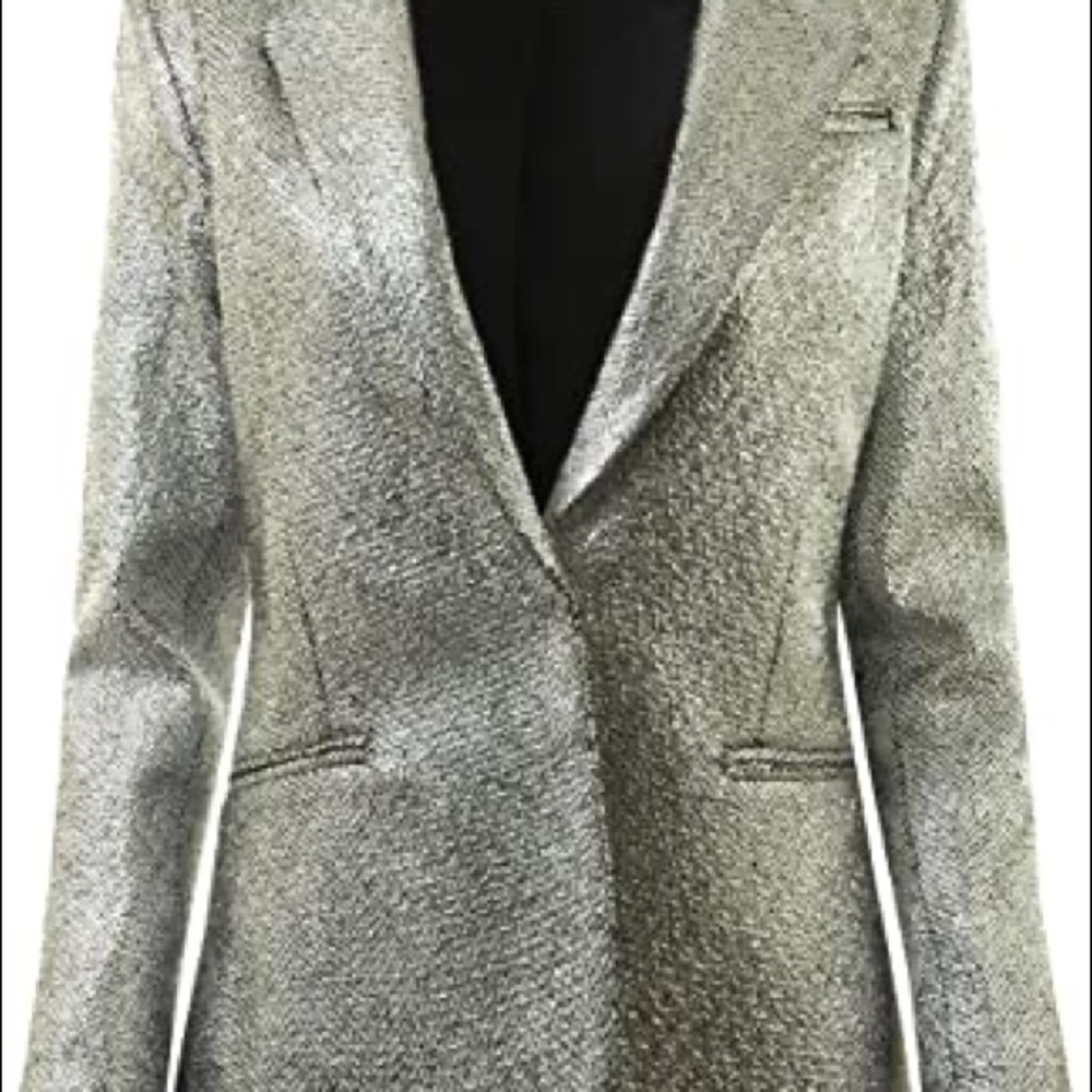 Milly Silver Eva Metallic Blazer Jacket New With Tags Medium